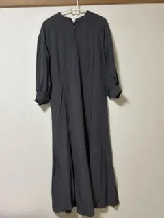 【美品】チャコール マキシワンピース ロング丈 フレア 上品 春夏 カジュアル