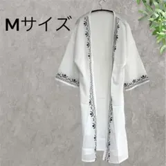 新品 タグ付き G.p.t 刺繍 ロング ガウン カーディガン M ホワイトのサムネイル