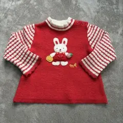 mikihouse ミキハウス　レトロ　赤　ウサギ刺繍　セーター 100