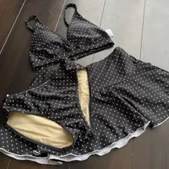 白と黒の水玉の水着3点セット　150㌢