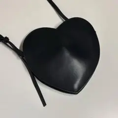 adam et rope ブラックレザー ハート型ショルダーバッグ