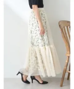 花柄チュールスカート