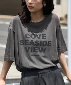 ルーズネック ピグメントロゴTシャツ チャコールグレー