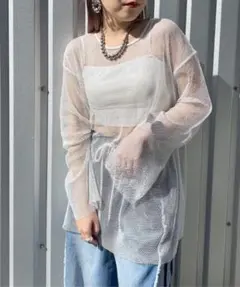 PAGEBOY ページボーイ ラメ メッシュ オーバーロングスリーブ