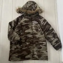 迷彩柄 フード付きダウンコート　ロングコート　中綿　120cm