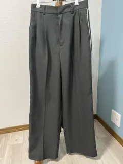 GLOBAL WORKサイドライン ワイドパンツグレー