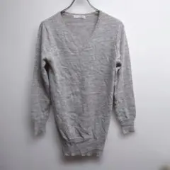 ABAHOUSE ECRU Vネック ニット グレー×ラメ アルパカ混