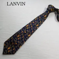 C*S様 ランバン ネクタイ 総柄 模様柄 ネイビー シルク【n4301】