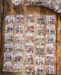 『London Gifties』 海外マステ 切り売り 春のショップ 建物 桜
