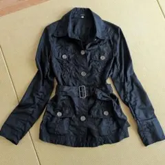 ミリタリー シャツ ジャケット 黒 平成ギャル y2k ダークコア パンク S