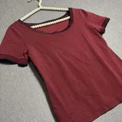 コムサデモード ワインレッド ラウンドネック 半袖Tシャツバーガンディのサムネイル