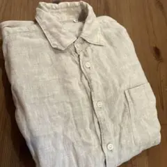 UNIQLO ユニクロ　リネン100% 麻　ベージュ 長袖シャツ Mサイズ