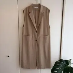 【美品】Discoat ディスコート　ロングジレ ロングベスト ベージュ　F