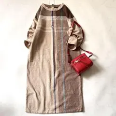 極美品】25AW ビアズリー バックオープンシャツワンピース ネイビー