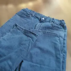 美品】ユニクロキッズ　デニムジーパン　160　ブルー