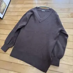 スウェットライクオーバーサイズニットチュニック　　身幅65のL ダークブラウン