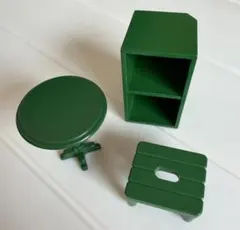 シルバニアファミリー　グリーン　テーブル　イス　セット