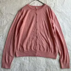 UNIQLO ユニクロ クルーネックカーディガン 綿 レーヨン ピンク XL