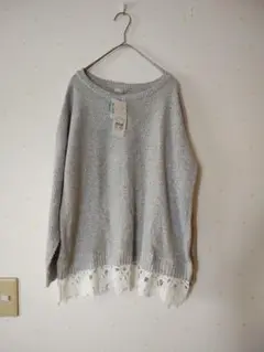 裾レース新品タグ付3866円゜裾レースニット❋fairygrunge