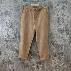 ✨GU✨ジーユー♡テーパードイージーアンクルパンツ♡チェック♡ブラウン(L)