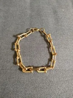 【F&D】ブロックチェーンブレスレット ゴールド 幅0.7cm ユニセックス