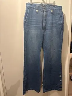 HARE サイドボタンフレアデニムパンツ インディゴ