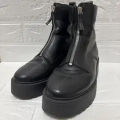 大特価✨ オリエンタルトラフィック ブラックレザー 厚底ジッパーブーツ M