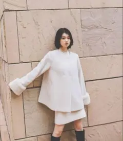 NATURAL BEAUTY BASIC フェイクファースリーブハーフコートM