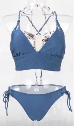 laulea エスニックペイズリー柄バンドゥ・ハーフトップ水着3点セット