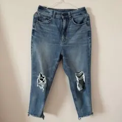 ライトブルーダメージデニムパンツ GU Mサイズ