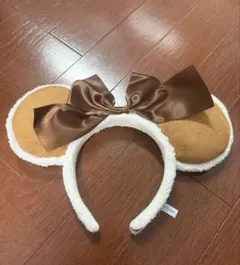 ディズニー カチューシャ ミニー 耳 冬 リボン 茶色 もこもこ ブラウン