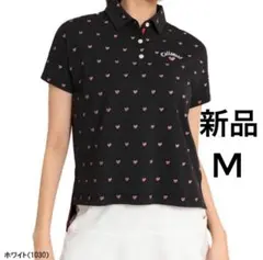 新品　ラブキャロウェイ Callaway ハート柄 ポロシャツ M ブラック