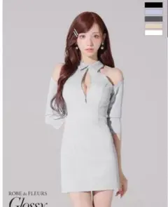 ROBE de FLEURS Glossy ミニドレス ホワイト