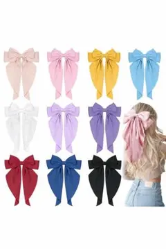 大きめ サテンリボン ヘアクリップ ピンク ロング イベント等