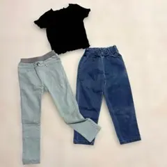 【お買い得】女の子ボトム2枚Tシャツ1枚の3枚セット110cm