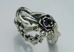 チェーンローズリング　紫　シルバーアクセサリーのサムネイル