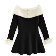 シャギーオフショルフレアニットワンピース[an1615]