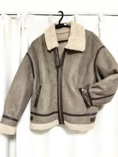 ムートン風ボア襟ジャケット RETRO GIRL