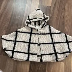 ZARA チェック柄フード付きポンチョ 2-3歳