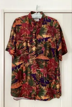 MEN’S ボタニカル柄 半袖シャツ アロハシャツ M