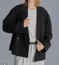 LOOSEドレープオーバー ダブルショートジャケット（ブラック）