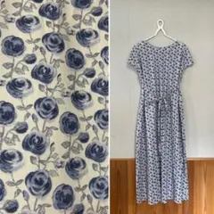 極美品 Ballsey 瑞々しい大判花柄ワンピース 36 爽やかグリーン 洗える