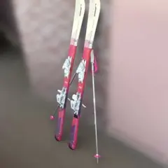 Elan スキー ピンク/ホワイト バインディング付き　レディース　ストック付き
