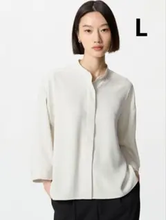 【タグなし新品未使用】UNIQLO　ドレープブラウス　七分袖　L