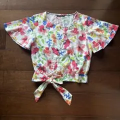 美品　ZARA ザラ　コットン　綿　花柄　トップス　カットソー　XS ブラウス
