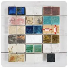 23mm角　施釉モザイクタイル　バラ35枚　18種類
