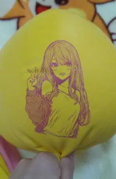 オリジナルイラスト風船 3ft／共同制作デザイン(黄色系、赤インク)