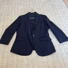 ネイビー テーラードジャケット　小さめ作り　ライン綺麗！美品　7分丈　夏快適のサムネイル