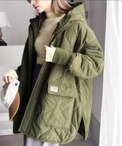 3日間セール！【Java】カーキ　バラクラバ付きリバーシブル中綿ジャケット/XL