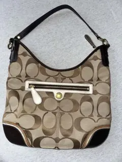 【美品】Coach シグネチャー ホーボー ワンショルダーハンドバッグ